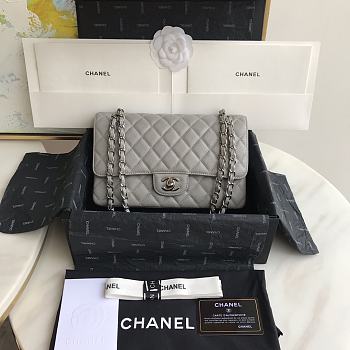 Chanel Flap Bag Grey Caviar Silver Hardware 25cm