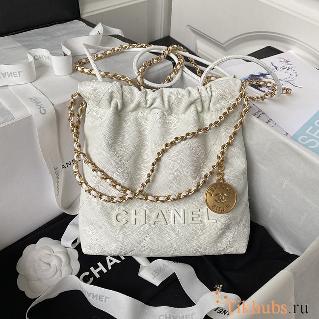 Chanel 22 Mini Handbag White Caviar Gold 20 × 19 × 6 cm - 1