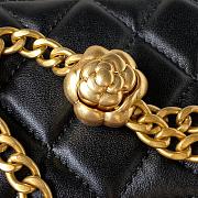 Chanel Vanity Case Black Lambskin Gold Flower 17x9.5x8cm - 6