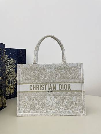 Dior Book Tote Gold White Butterfly Around The World 36cm