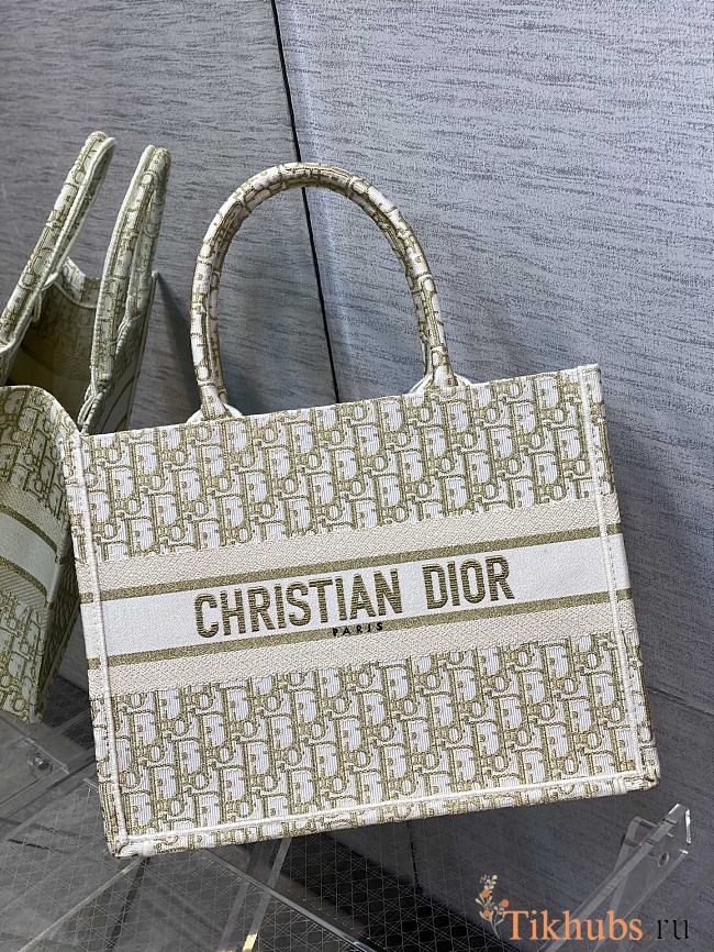 Dior Medium Book Tote White Gold-Tone Oblique 36cm - 1