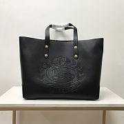 Burberry Embossed Crest Leather Tote Black 35x29x12cm - 1