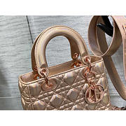 Dior Small Lady Rose Gold Lambskin Iridescent and Metallic 20cm - 2