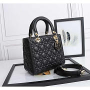 Dior Medium Lady Bag Black Cannage Lambskin 24x20x11cm - 3