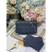 Dior Lambskin Chain Clutch Navy Blue 21.5 x 11.5 x 3cm - 4