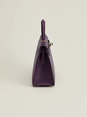 Hermes Kelly 25 Purple Ostrich Gold 25x17x7cm - 6