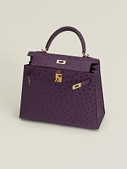 Hermes Kelly 25 Purple Ostrich Gold 25x17x7cm - 5