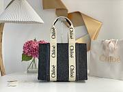 Chloe Medium Woody Tote Bag Recycled FeltShiny Calfskin Gray 37x26x12cm - 1