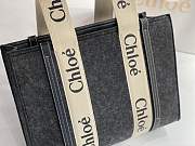 Chloe Medium Woody Tote Bag Recycled FeltShiny Calfskin Gray 37x26x12cm - 2