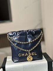 Chanel Mini 22 Handbag Navy Blue Gold 20x19x6cm - 1