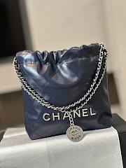 Chanel Mini 22 Handbag Navy Blue Silver 20x19x6cm - 1