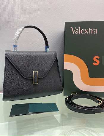 Valextra Iside Top Handle Mini Bag Black 22x16x12cm