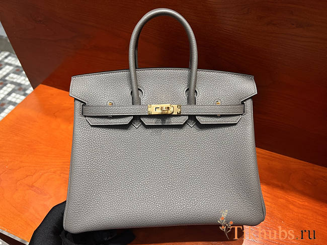 Hermes Birkin 25 Grey Togo Gold 25x20x13cm - 1