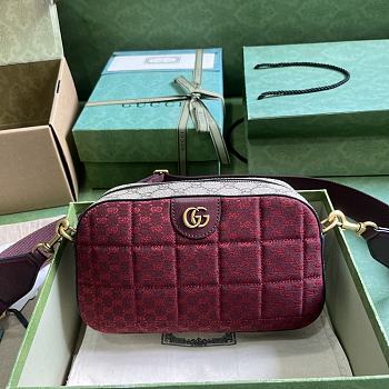 Gucci Mini GG Canvas Small Shoulder Bag 'Burgundy' 23.9x15.2x6.9cm