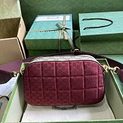 Gucci Mini GG Canvas Small Shoulder Bag 'Burgundy' 23.9x15.2x6.9cm - 3