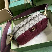 Gucci Mini GG Canvas Small Shoulder Bag 'Burgundy' 23.9x15.2x6.9cm - 2