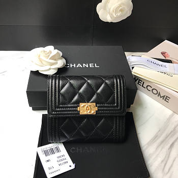Chanel Black Lambskin Gold 10.5x11.5x3cm