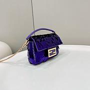 Fendi Baguette Mini Fuchsia Sequin Leather Purple Bag 19x11x5cm - 3