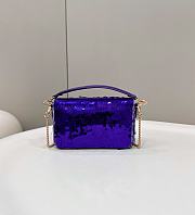 Fendi Baguette Mini Fuchsia Sequin Leather Purple Bag 19x11x5cm - 2