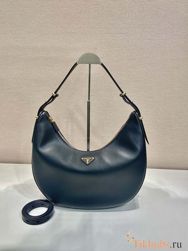 Prada Arqué Large Leather Shoulder Bag Black 35x22.5x8cm - 1