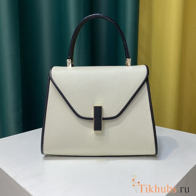 Valextra Iside Top Handle Mini Bag White Black 22x16x12cm - 1