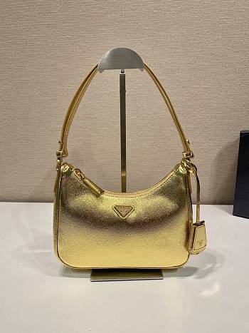 Prada Hobo Saffiano Shoulder Bag Gold 23x17x6.5cm