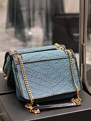 YSL Medium Niki Checked Tweed Blue 28x20.5x8.5cm - 6