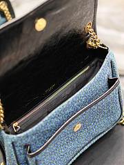 YSL Medium Niki Checked Tweed Blue 28x20.5x8.5cm - 4