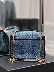 YSL Niki Checked Tweed Blue 22x16.5x12cm - 2