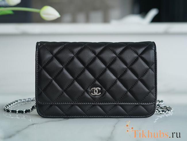 Chanel Wallet On Chain WOC Black Lambskin Silver 19x12.5x3.5cm - 1