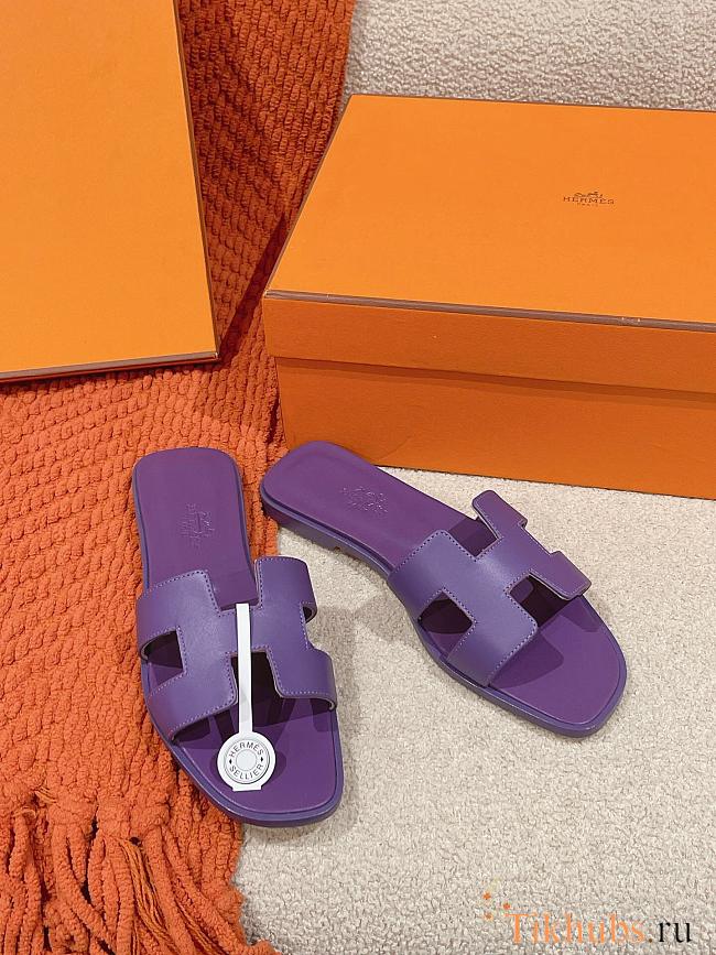 Hermes Oran Purple Slipper - 1