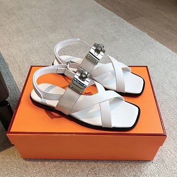 Hermes Ines Sandal White