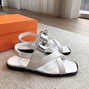 Hermes Ines Sandal White - 3