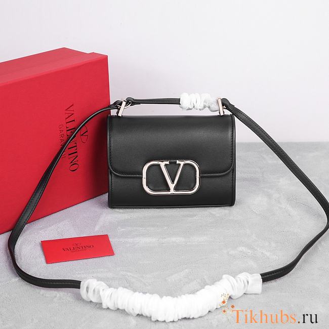 Valentino Black Leather Messenger Bag 18x13x5cm - 1