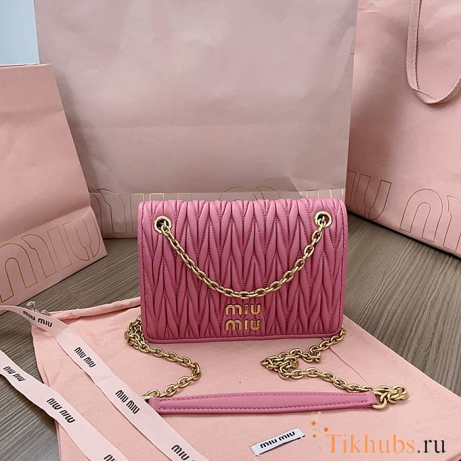 Miu Miu Matelasse Leather Crossbody Pink Flap Bag 19x13x5cm - 1