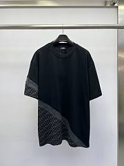 Fendi T-shirt With Diagonal Insert In Black Grey - 1