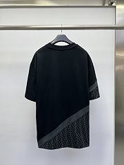 Fendi T-shirt With Diagonal Insert In Black Grey - 3