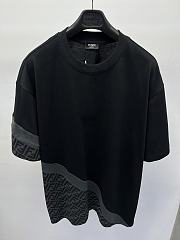 Fendi T-shirt With Diagonal Insert In Black Grey - 4