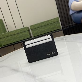 Gucci Logo Leather Card Holder Black 9x10cm