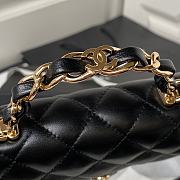 Chanel Flap Bag Top Handle Black Lambskin 17x9.5x4cm - 2