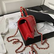 Chanel Flap Bag Top Handle Red Lambskin 17x9.5x4cm - 6