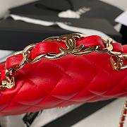 Chanel Flap Bag Top Handle Red Lambskin 17x9.5x4cm - 5