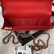 Chanel Flap Bag Top Handle Red Lambskin 17x9.5x4cm - 4