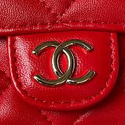 Chanel Flap Bag Top Handle Red Lambskin 17x9.5x4cm - 3