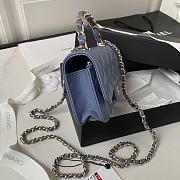 Chanel Flap Bag Top Handle Blue Lambskin 17x9.5x4cm - 6