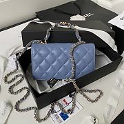 Chanel Flap Bag Top Handle Blue Lambskin 17x9.5x4cm - 5