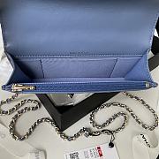 Chanel Flap Bag Top Handle Blue Lambskin 17x9.5x4cm - 3