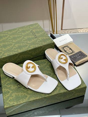 Gucci White Blondie Leather Sandal