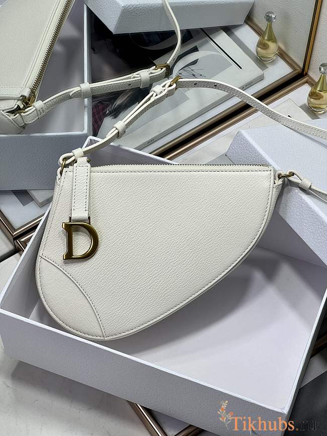Dior Saddle Shoulder Pouch White Goatskin 20 x 15 x 4 cm - 1