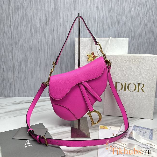 Dior Saddle Bag Neon Pink 25.5x20x6.5cm - 1
